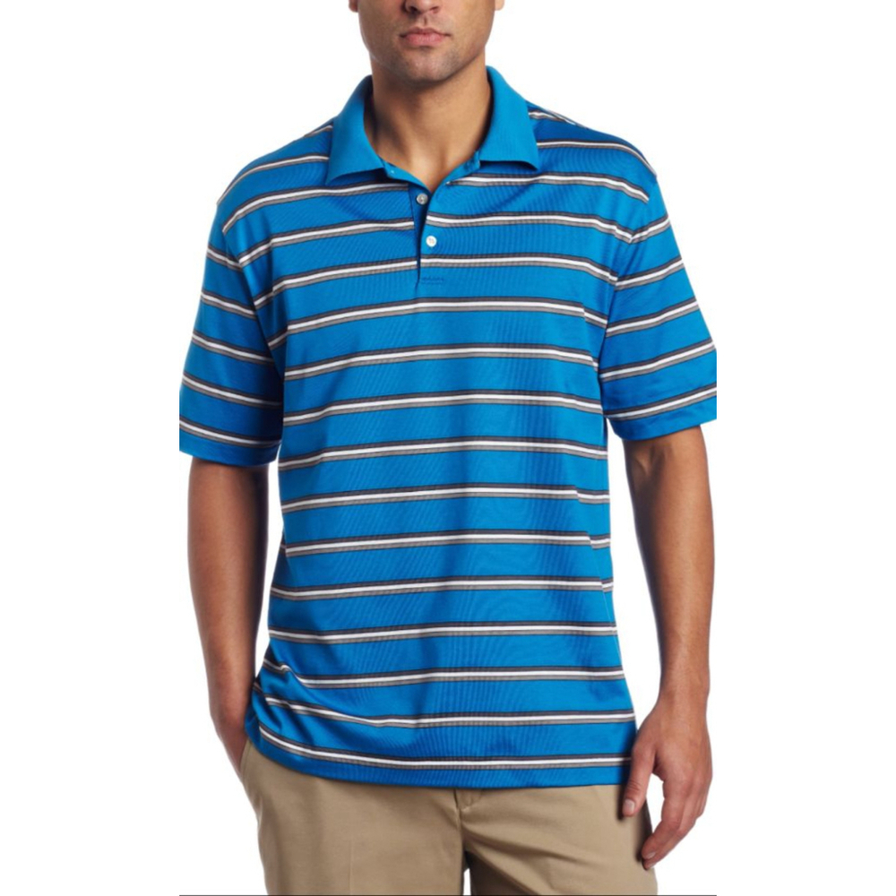 Men's Nike Golf Polo Shirt XL Blue Striped Dri-FIT Tour Performance